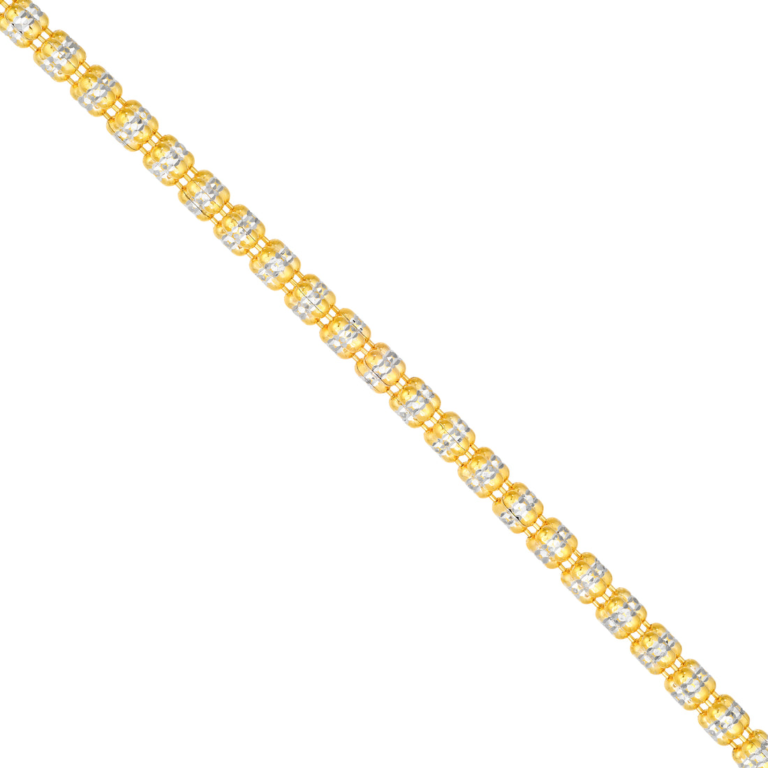 Stainless Steel Two-Tone Diamond-Cut Ice Chain Bracelet 3.60mm 7 Inch