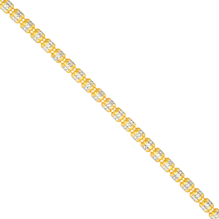 Diamond-Cut Pavé Ice Chain Bracelet | Stainless Steel Two-Tone | Chain Bracelet | 3.60mm Diamond-Cut Bead Design | 7 Inch - Brownee Jewelers