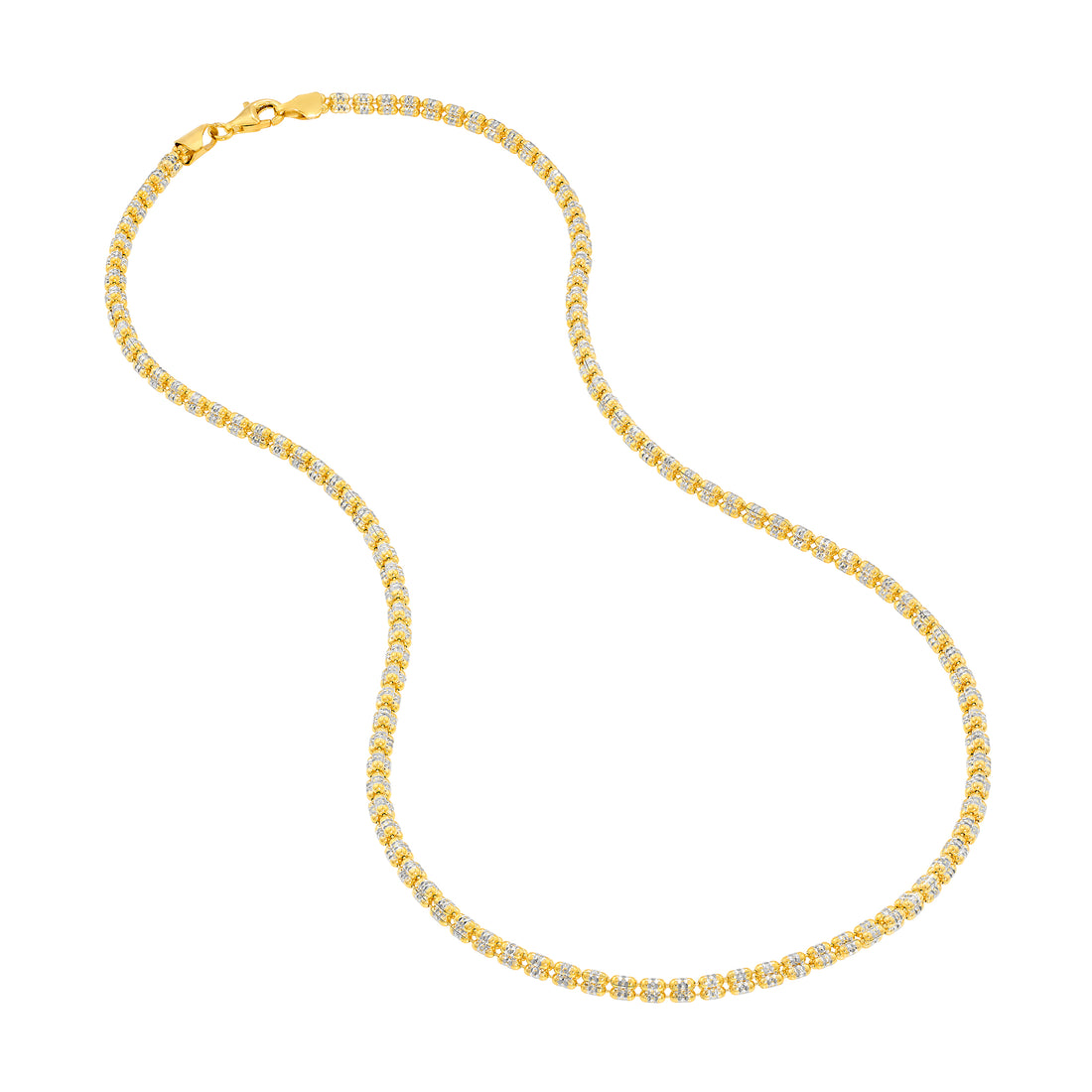 Stainless Steel Two-Tone Diamond-Cut Ice Chain Necklace 3.60mm 20 Inch