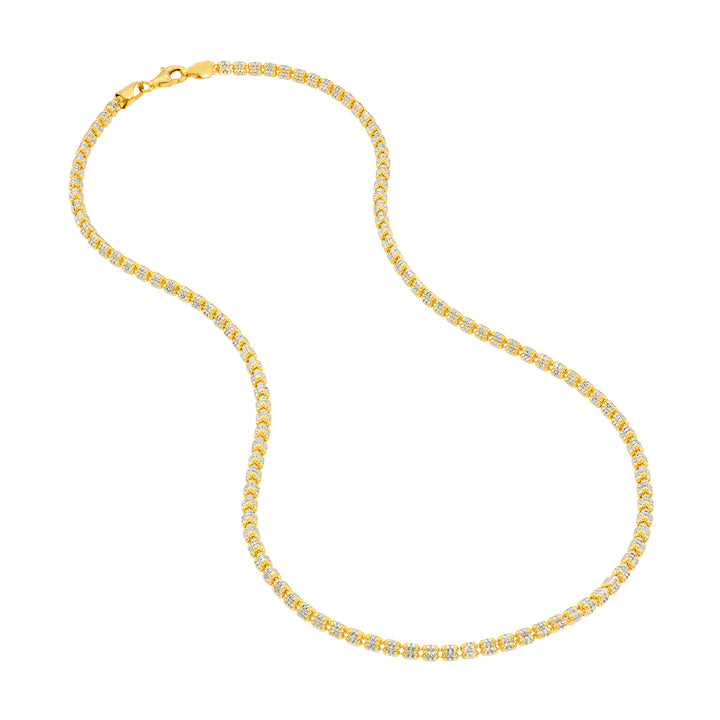 Diamond-Cut Pavé Ice Chain Necklace | Stainless Steel Two-Tone | Chain Necklace | 3.60mm Diamond-Cut Bead Design | 20 Inch - Brownee Jewelers