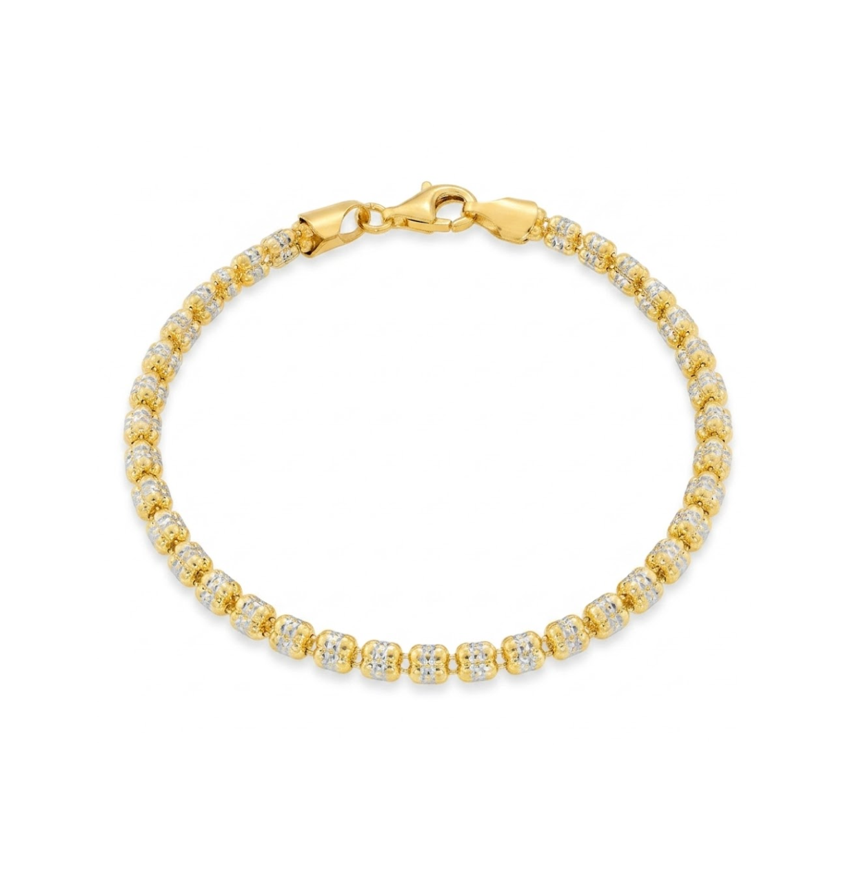 Stainless Steel Two-Tone Diamond-Cut Ice Chain Bracelet 3.60mm 7 Inch