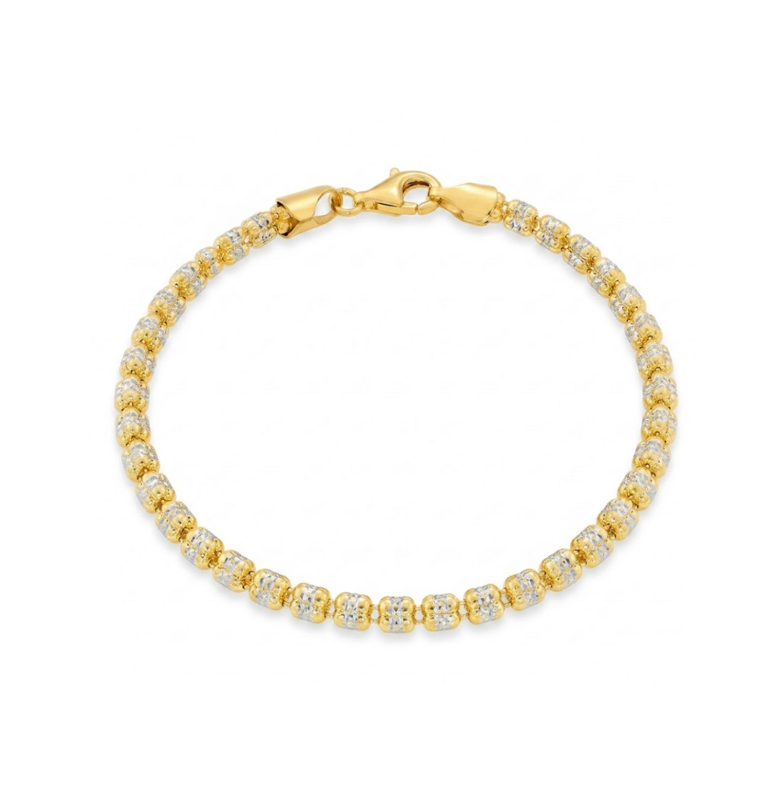 Stainless Steel Two-Tone Diamond-Cut Ice Chain Bracelet 3.60mm 7 Inch