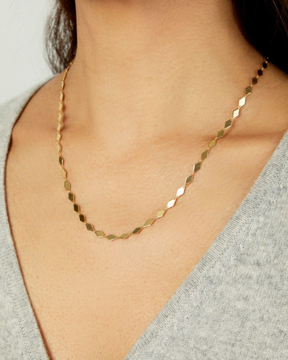 18 Inch Mirror Kite Link Necklace in 14K Yellow Gold