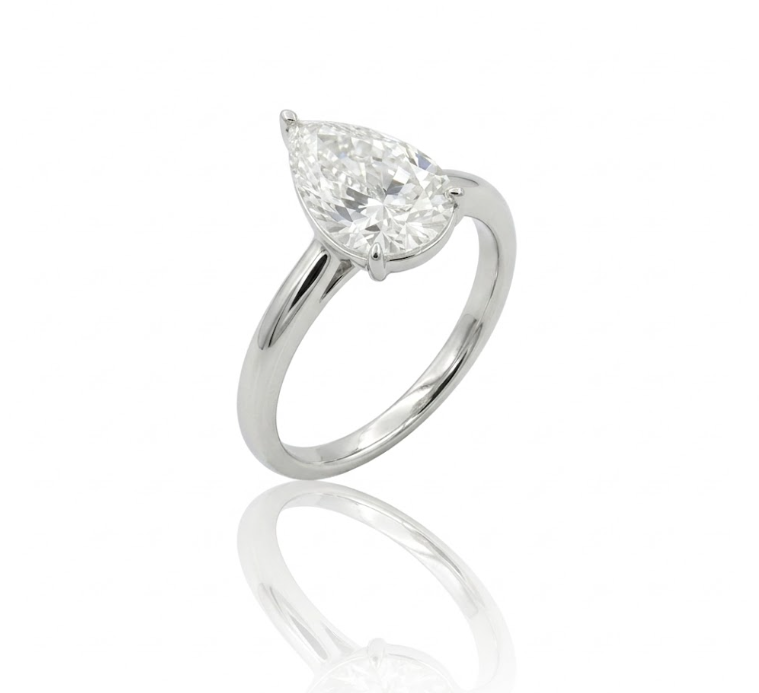 Pear-Shaped Lab-Grown Diamond Solitaire Ring | 14K White Gold | 2.39 ct Center | Classic Solitaire Design - Brownee Jewelers