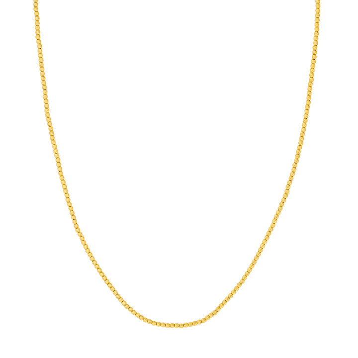 Textured Shimmering Bead Chain Necklace | 14K Yellow Gold | Adjustable Bead Chain | 18 Inches - Brownee Jewelers