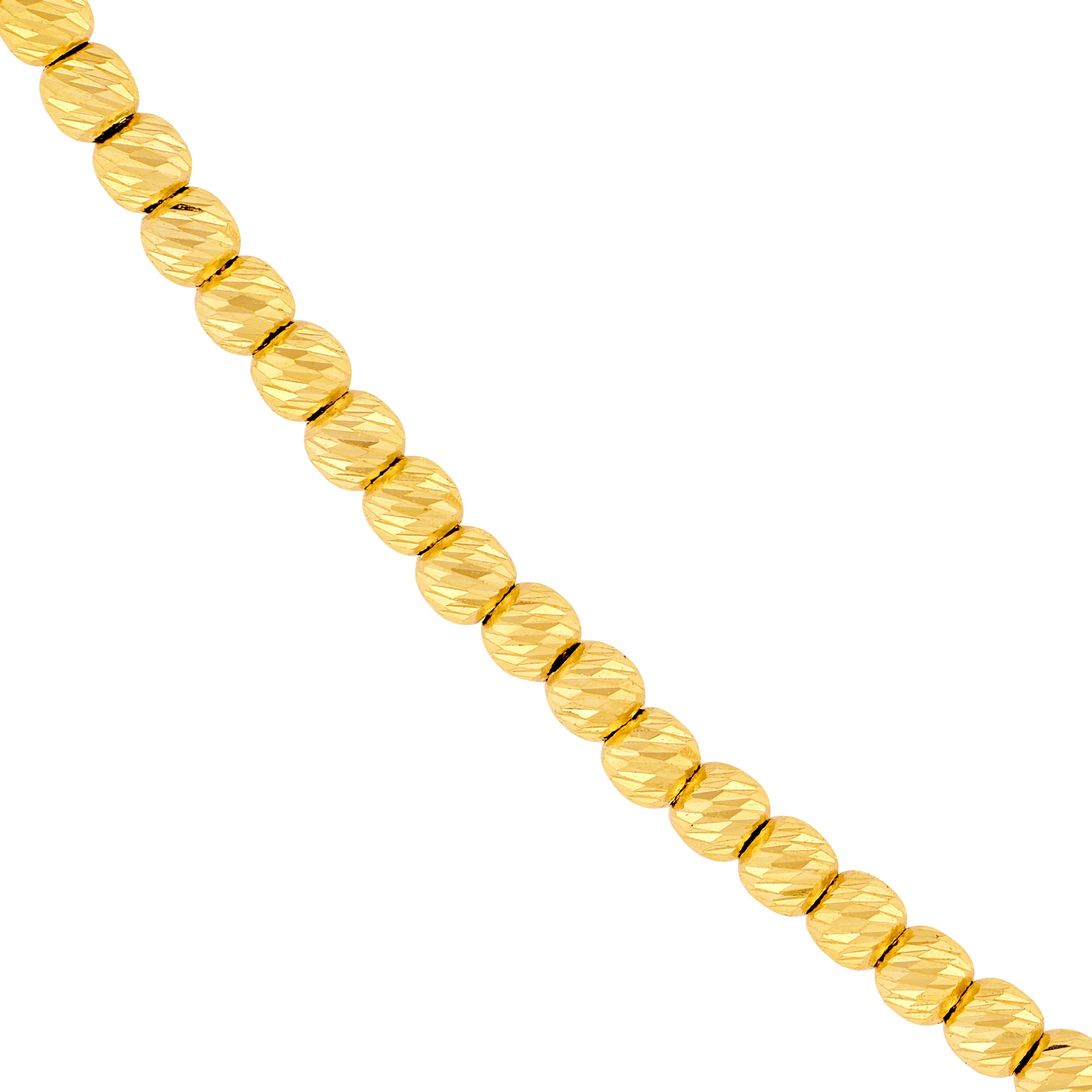 14K Yellow Gold Textured Shimmering Bead Chain Necklace 18"