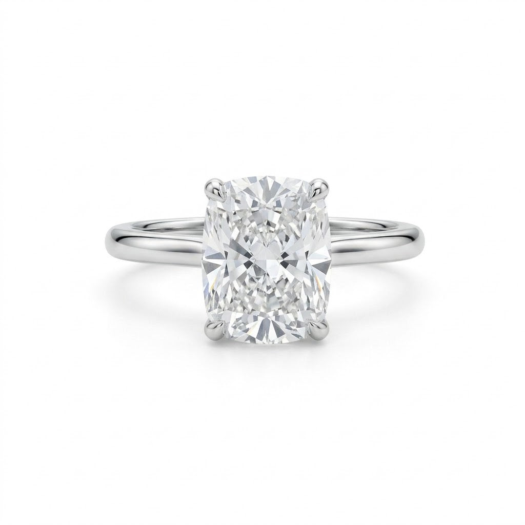 CUSHION LAB-GROWN DIAMOND SOLITAIRE ENGAGEMENT RING | 2.68CT CENTER | PLATINUM | GIA7432414834 - Brownee Jewelers