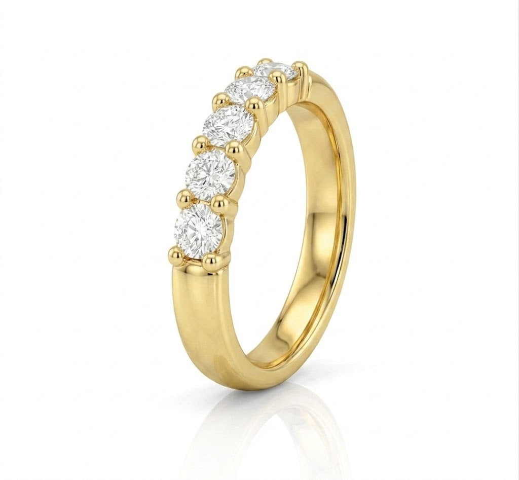 Round Diamond 5-Stone Band | 14K Yellow Gold | 2 CTW | LGDKR36974R200-GY4 - Brownee Jewelers