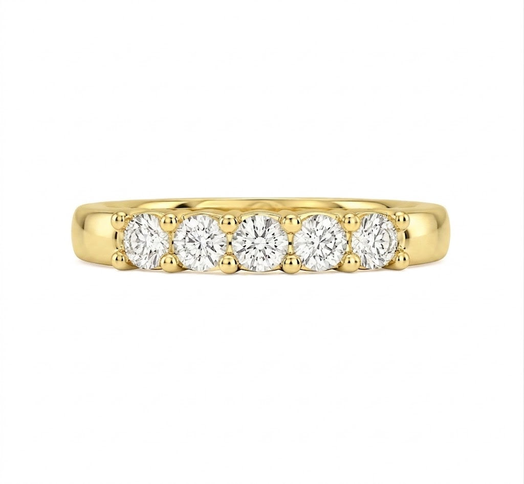 Round Diamond 5-Stone Band | 14K Yellow Gold | 2 CTW | LGDKR36974R200-GY4 - Brownee Jewelers