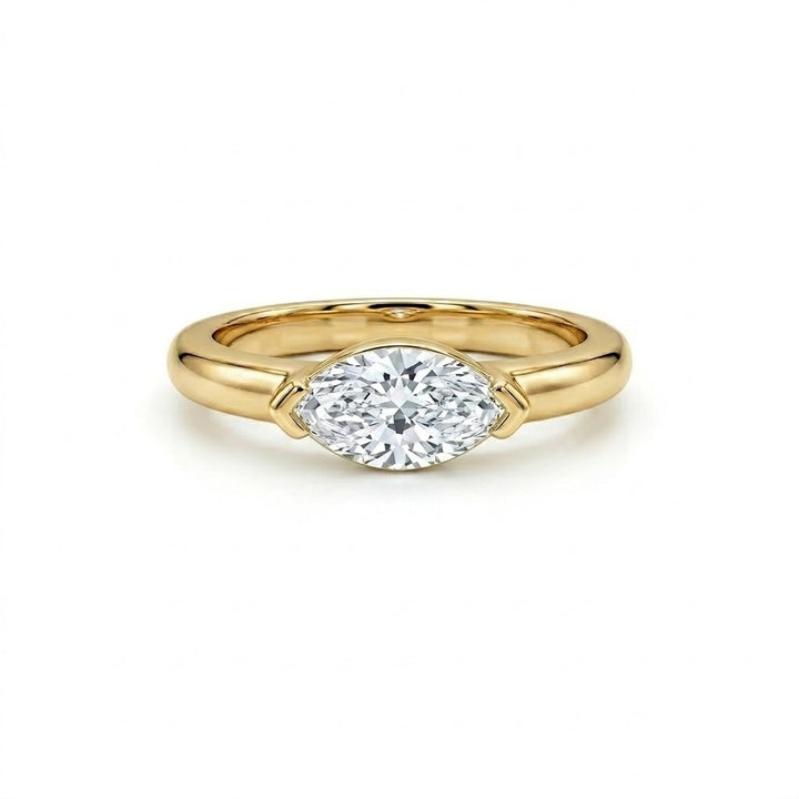Marquise Diamond Solitaire Engagement Ring | 14K Yellow Gold | 1 CT Marquise Diamond Ring | Classic Minimalist Setting - Brownee Jewelers