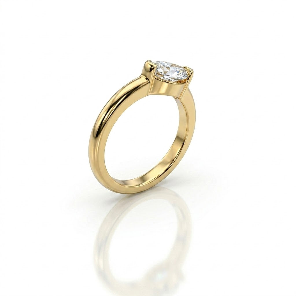 Marquise Diamond Solitaire Engagement Ring | 14K Yellow Gold | 1 CT Marquise Diamond Ring | Classic Minimalist Setting - Brownee Jewelers