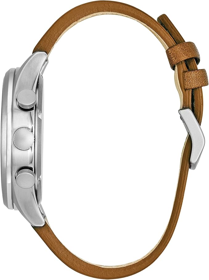 Citizen Eco-Drive Chronograph Blue Dial Brown Leather StrapWatch