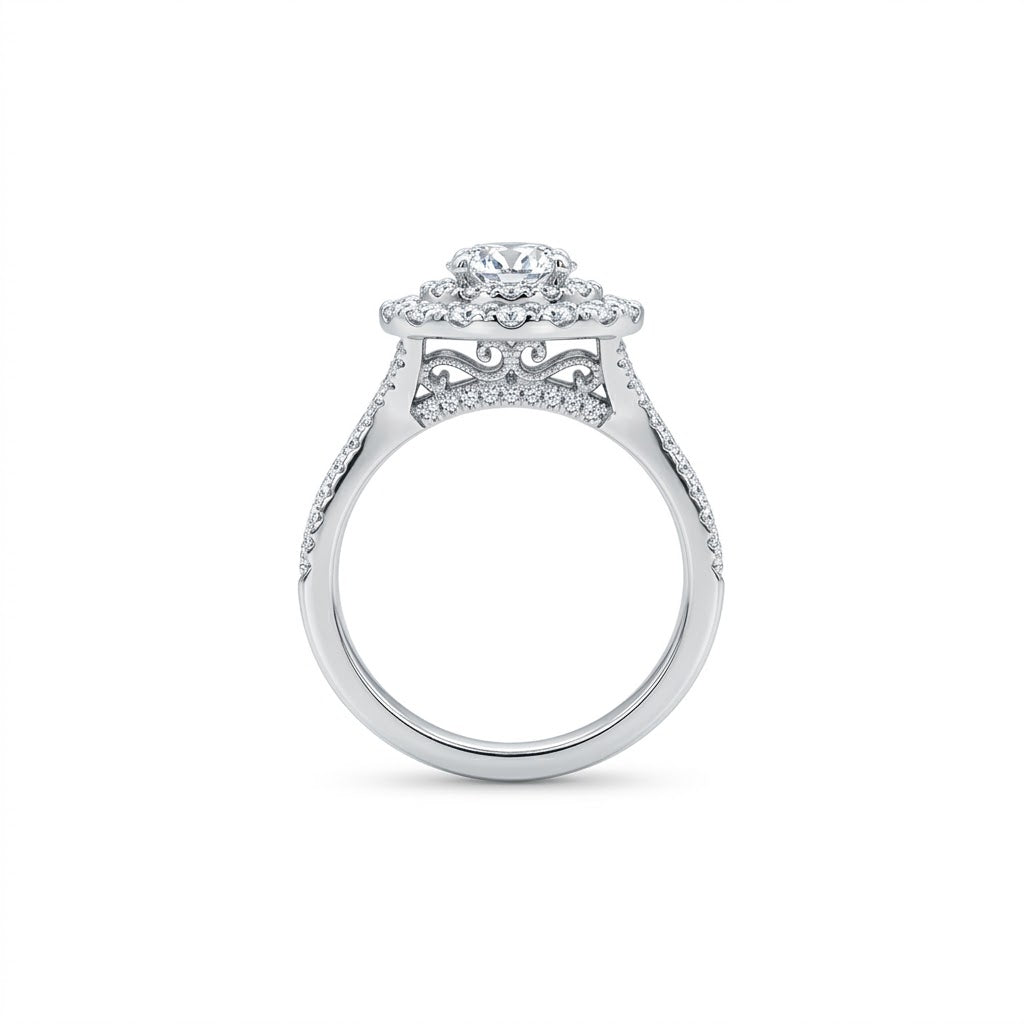 Oval Double Halo Diamond Ring | 14K White Gold | GAL201717841 - Brownee Jewelers