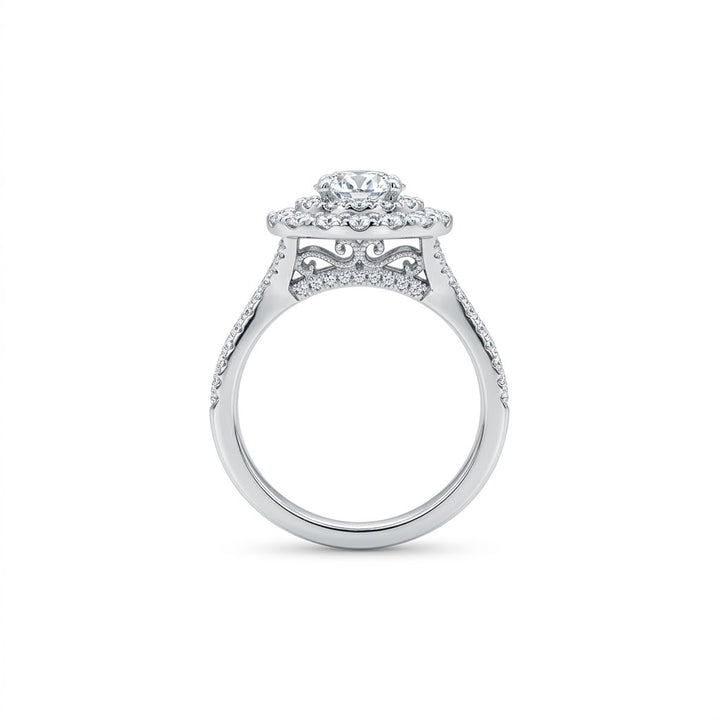 Oval Double Halo Diamond Ring | 14K White Gold | GAL201717841 - Brownee Jewelers