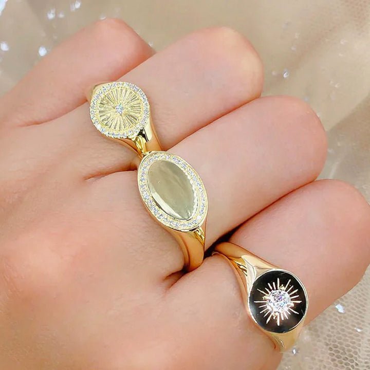 .08 TOTAL CARAT WEIGHT DIAMOND SIGNET RING IN 14K YELLOW GOLD