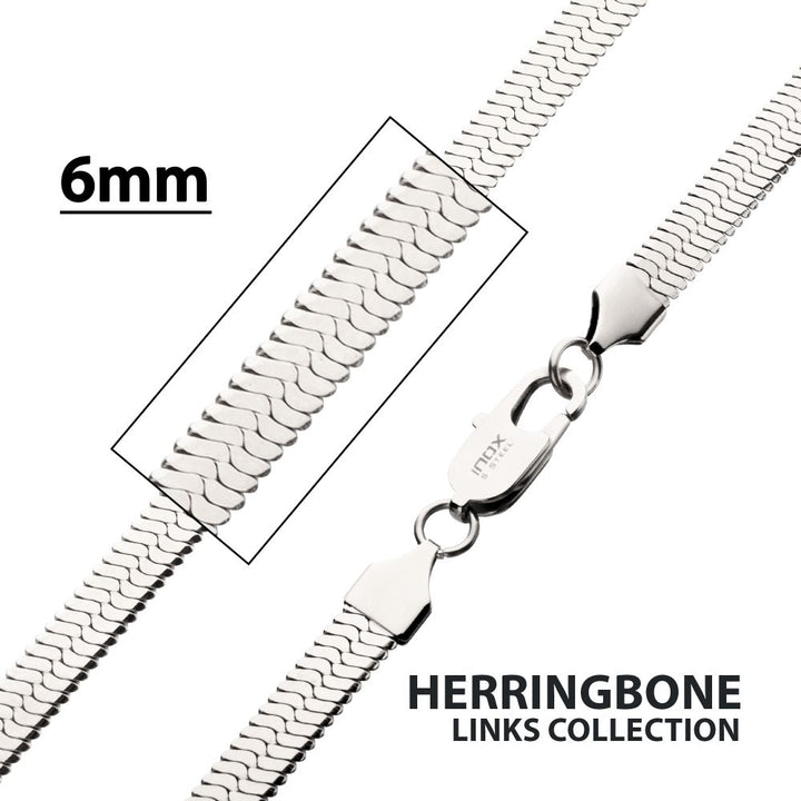 Herringbone Chain Necklace | Stainless Steel | 6mm | 22 Inch | High Polish | NSTC2606-22 - Brownee Jewelers