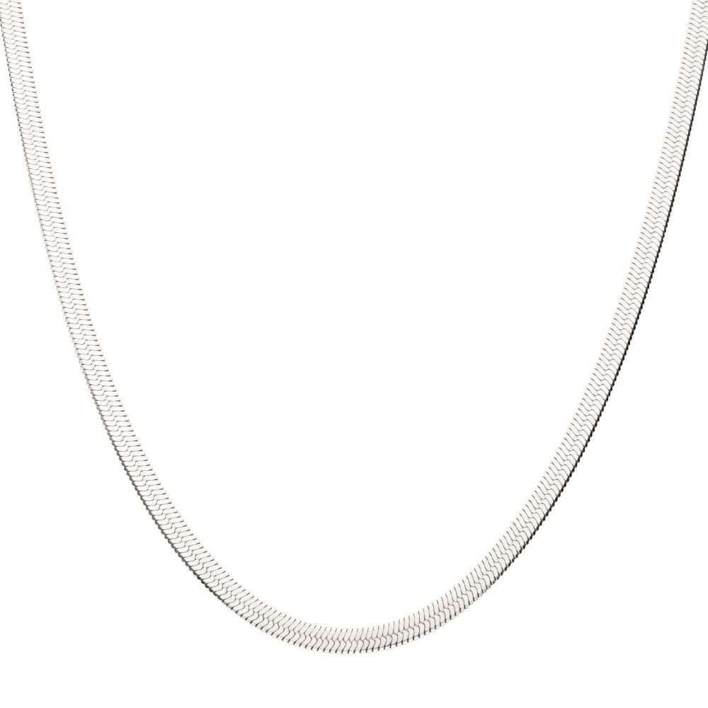 22 Inch Length and 6mm Width Stainless Steel Herringbone Chain Necklace