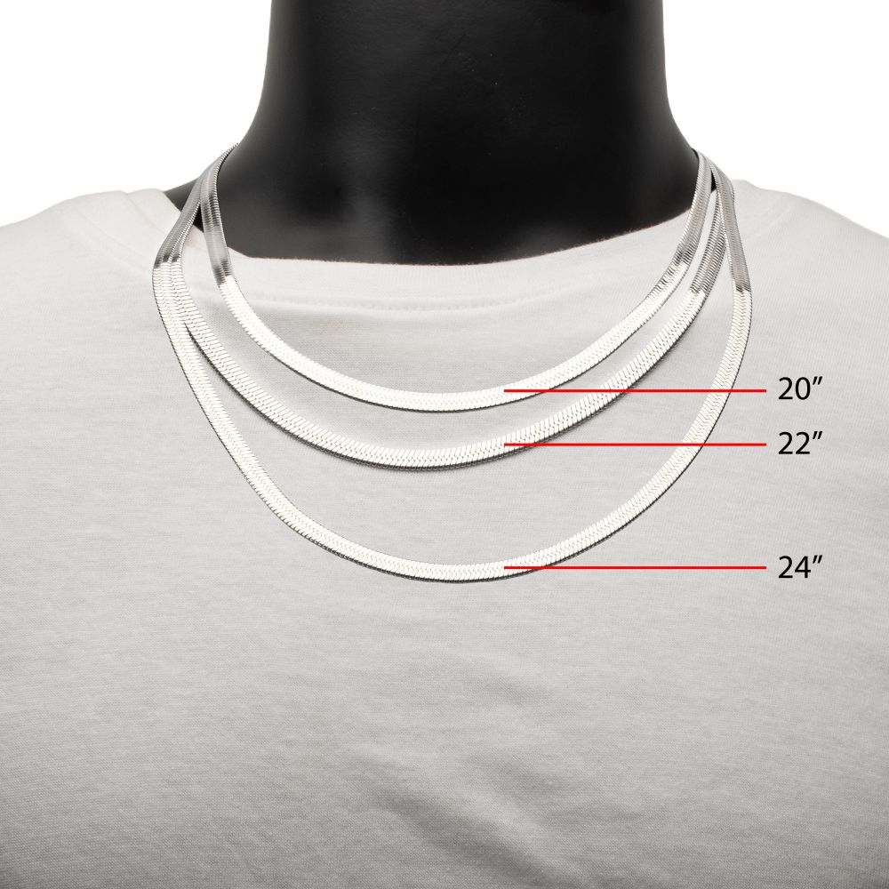22 Inch Length and 6mm Width Stainless Steel Herringbone Chain Necklace