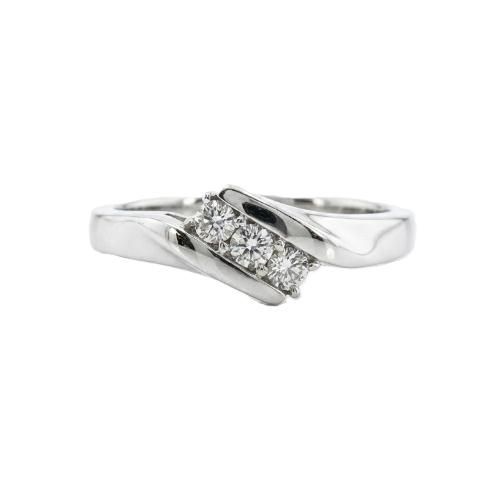 Diamond Accent Ring | 10K White Gold | Diagonal Cluster Fashion Ring - Brownee Jewelers