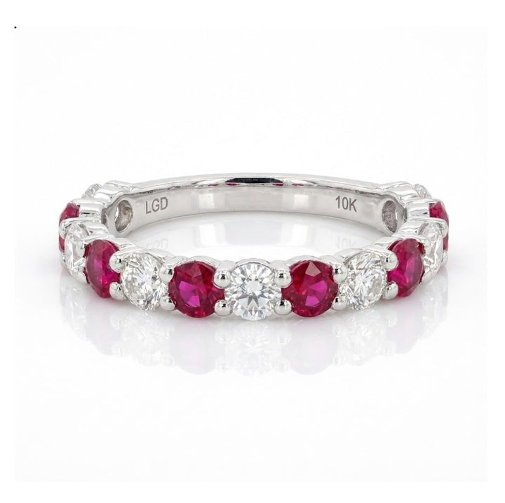 Ruby & Lab-Grown Diamond Band | 1.00 ctw Diamonds | 1.45 ctw Rubies | 10K White Gold - Brownee Jewelers