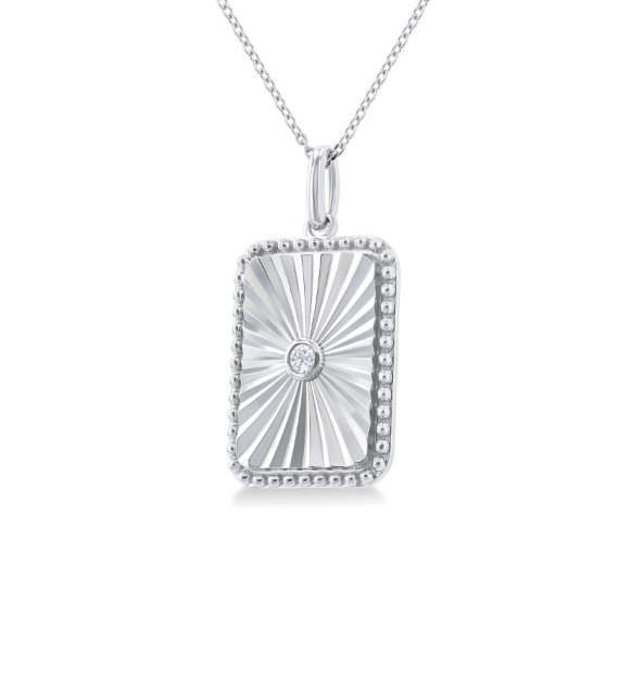 Diamond Medallion Pendant, Round | Sterling Silver | 0.04 ctw | Classic Bezel Accent - Brownee Jewelers