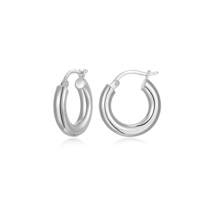 Sterling Silver 4MM Thick Tube Hoop Earrings and 20MM in diameter with a Hinged Closure