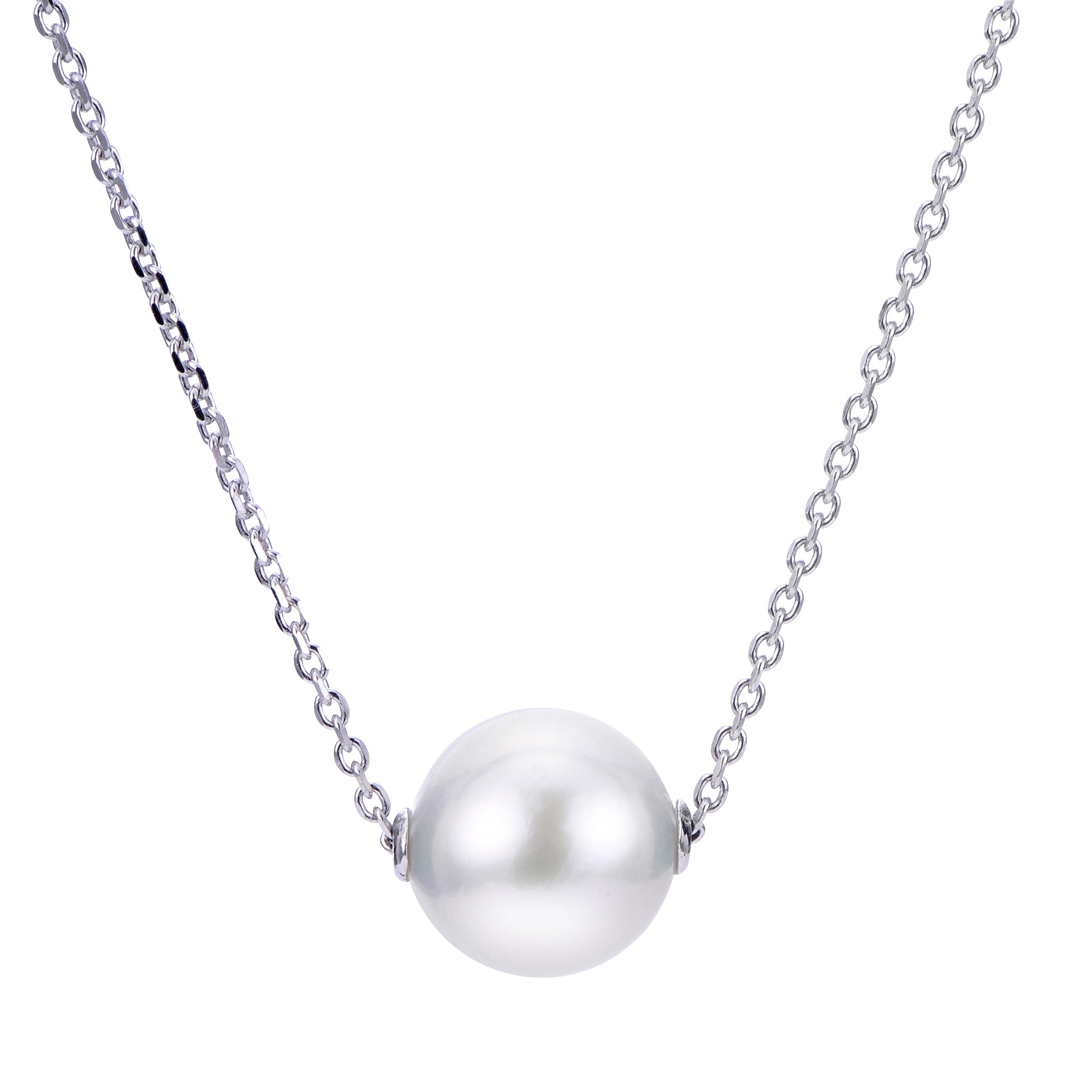 11–12mm Freshwater Cultured Pearl Solitaire Sterling Silver Necklace