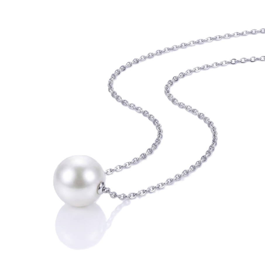 11–12mm Freshwater Cultured Pearl Solitaire Sterling Silver Necklace