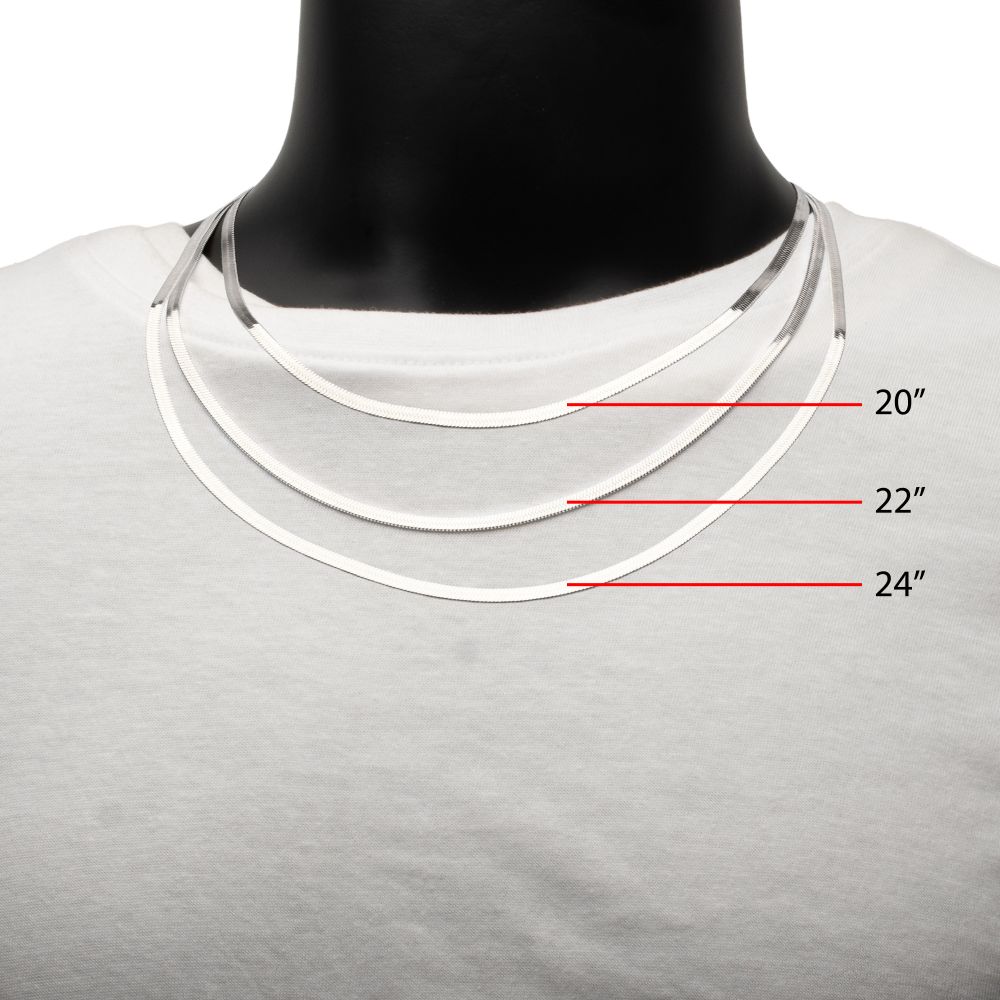 22 Inch Length and 4mm Width Stainless Steel Herringbone Chain Necklace
