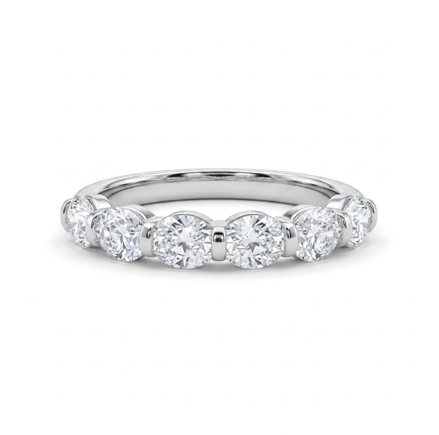 Oval Lab-Grown Diamond Band | Platinum | 0.88 CTW | Bezel-Set Eternity Style - Brownee Jewelers