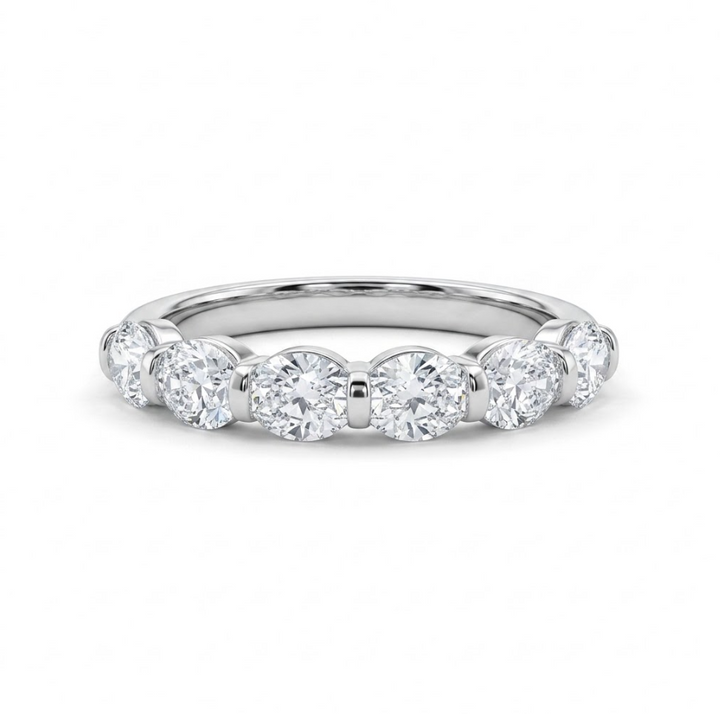 Oval Lab-Grown Diamond Band | Platinum | 0.88 CTW | Bezel-Set Eternity Style - Brownee Jewelers