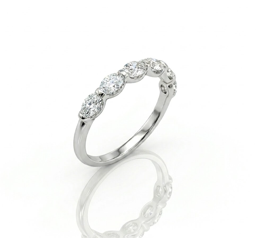 Oval Lab-Grown Diamond Band | Platinum | 0.88 CTW | Bezel-Set Eternity Style - Brownee Jewelers