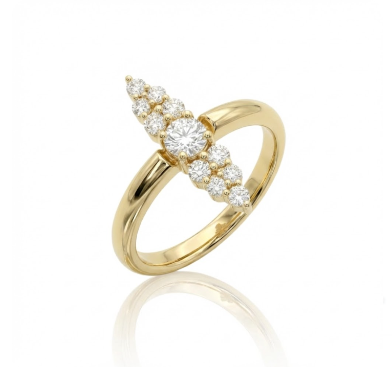 Old European Cut Diamond Ring | 0.13 ct | 14K Yellow Gold | Vintage-Inspired Diamond Ring - Brownee Jewelers
