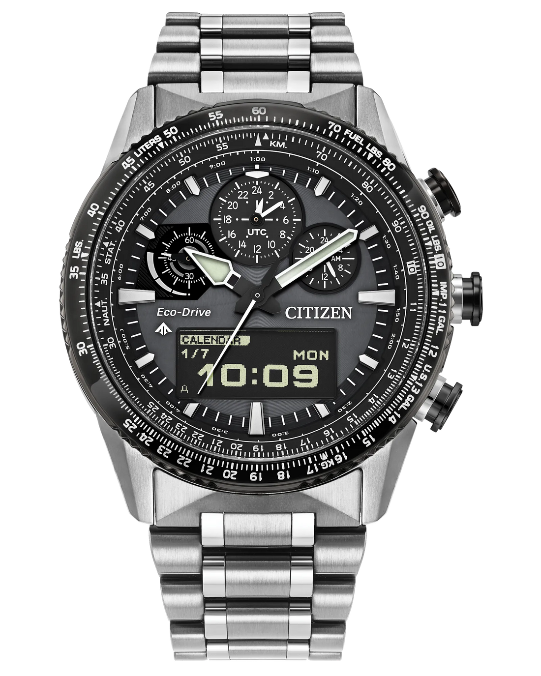 Promaster Skyhawk U830 | Citizen Stainless Steel Watch | Gray Dial Multi-Function Atomic Time | WR200 - Brownee Jewelers