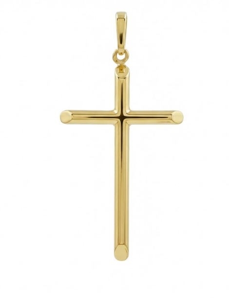 Polished Cross Charm | 10K Yellow Gold | Smooth Finish Cross Pendant - Brownee Jewelers