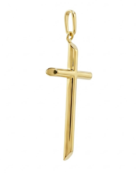 Polished Cross Charm | 10K Yellow Gold | Smooth Finish Cross Pendant - Brownee Jewelers