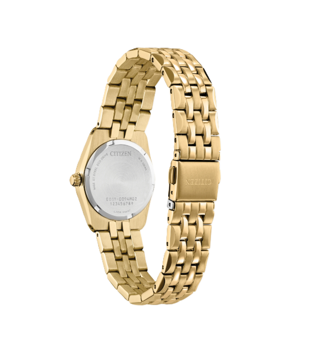 CITIZEN CORSO DIAMOND | LADIES ECO-DRIVE WATCH | GOLD-TONE STAINLESS STEEL | BLACK DIAL | EW2712-55E - Brownee Jewelers
