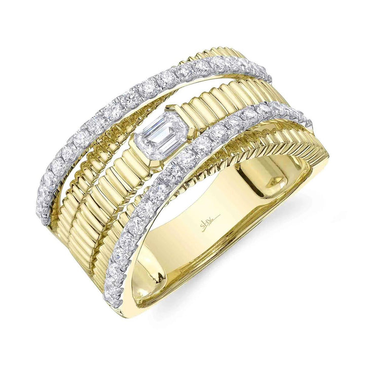 SHY CREATION | .85CT DIAMOND MULTI BAND RIBBED RING | 14K YELLOW GOLD | SC22009947RD - Brownee Jewelers