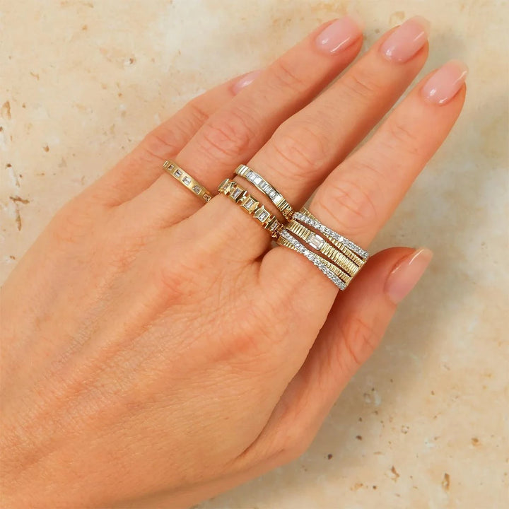 SHY CREATION | .85CT DIAMOND MULTI BAND RIBBED RING | 14K YELLOW GOLD | SC22009947RD - Brownee Jewelers
