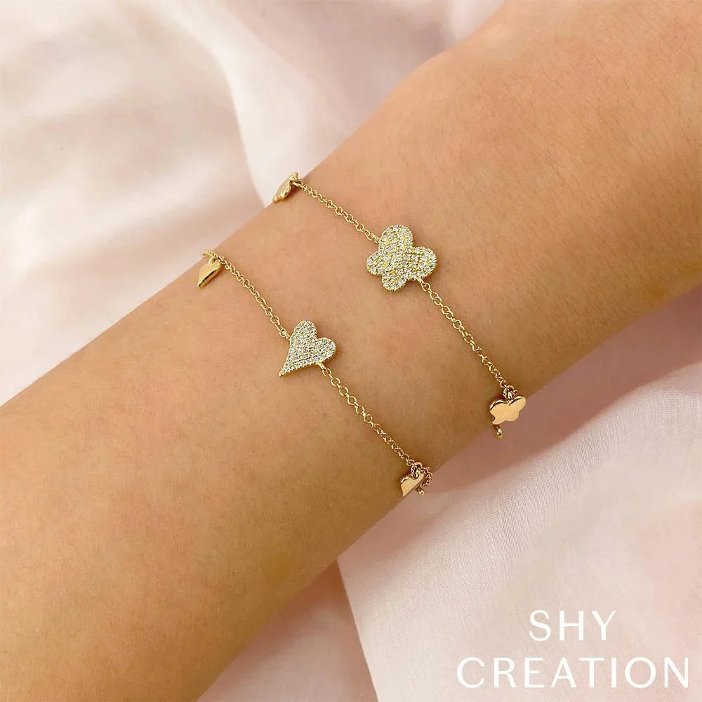 0.11 TOTAL CARAT WEIGHT DIAMOND PAVE BUTTERFLY BRACELET IN 14K YELLOW GOLD