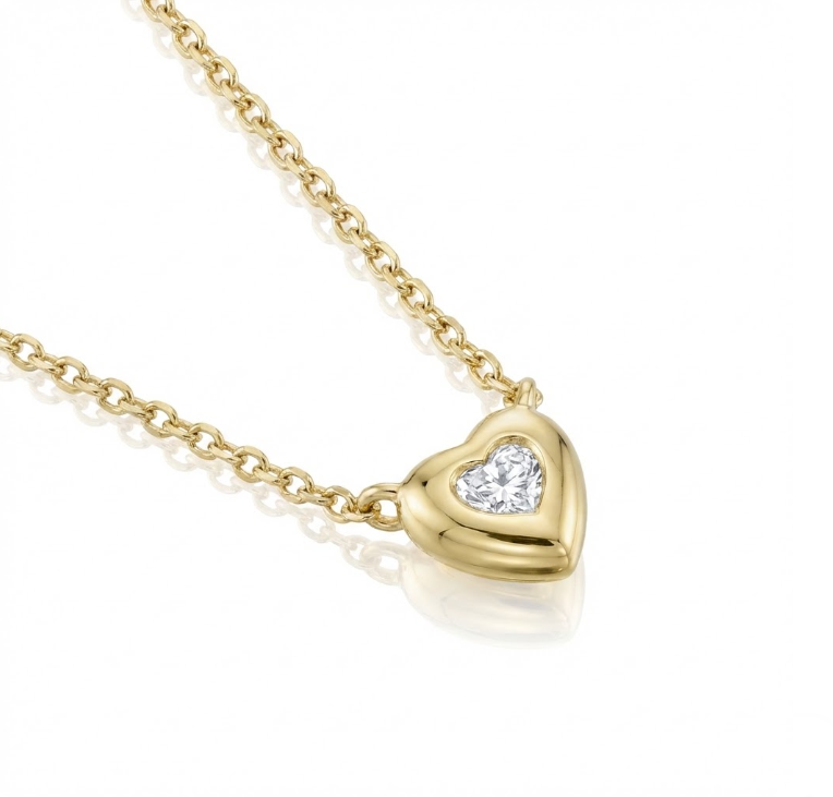 Bezel-Set Diamond Heart Necklace