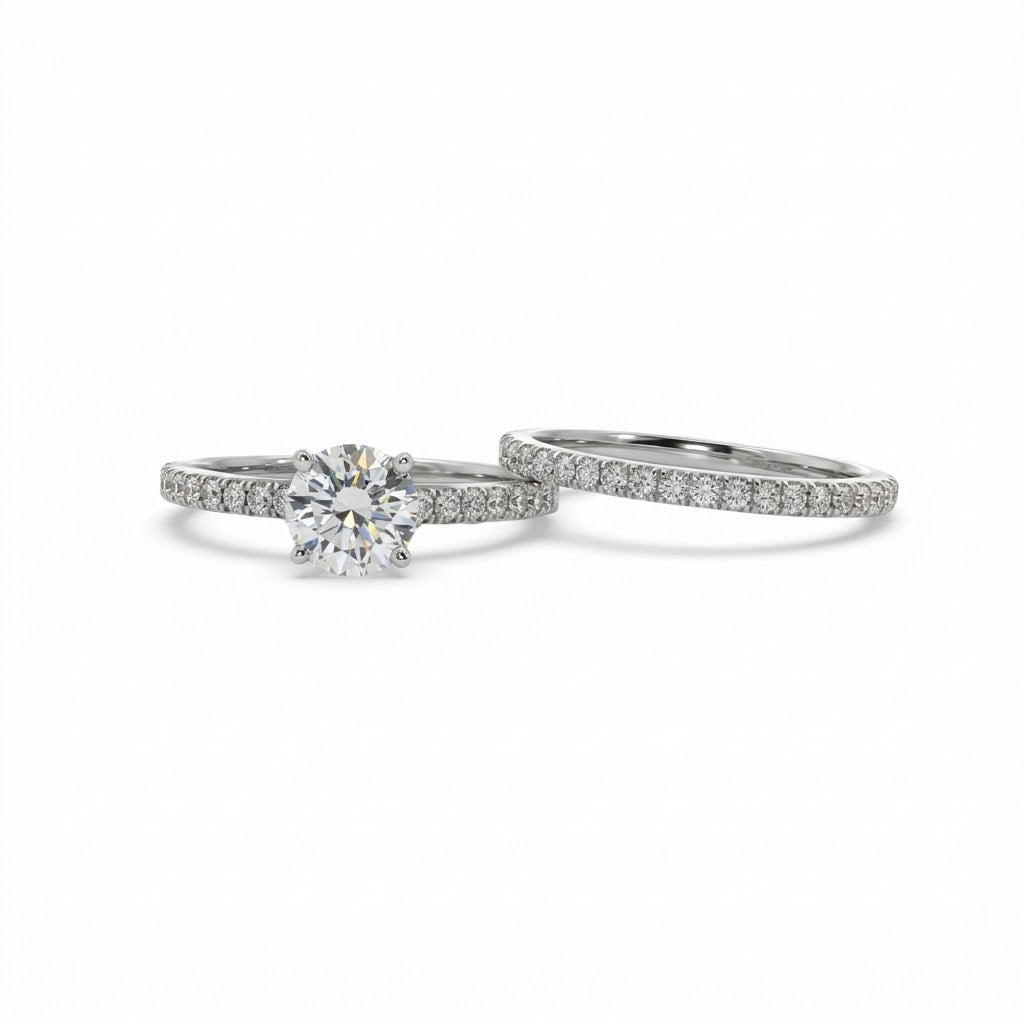 ROUND LAB-GROWN DIAMOND BRIDAL RING SET | 1.49CTTW | 14K WHITE GOLD | LGD-JOR116-GW1EV - Brownee Jewelers