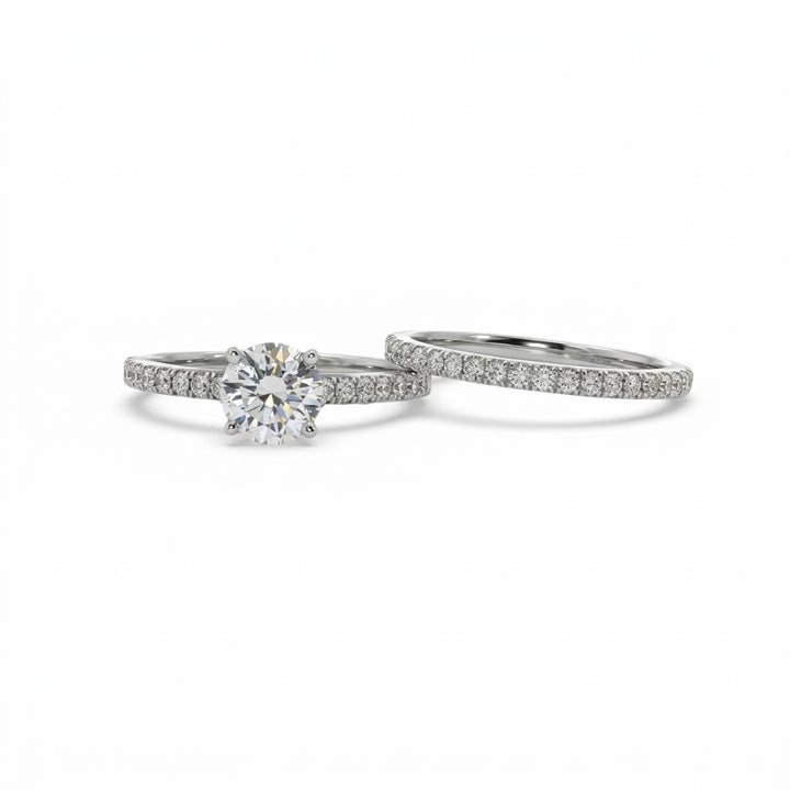 ROUND LAB-GROWN DIAMOND BRIDAL RING SET | 1.49CTTW | 14K WHITE GOLD | LGD-JOR116-GW1EV - Brownee Jewelers
