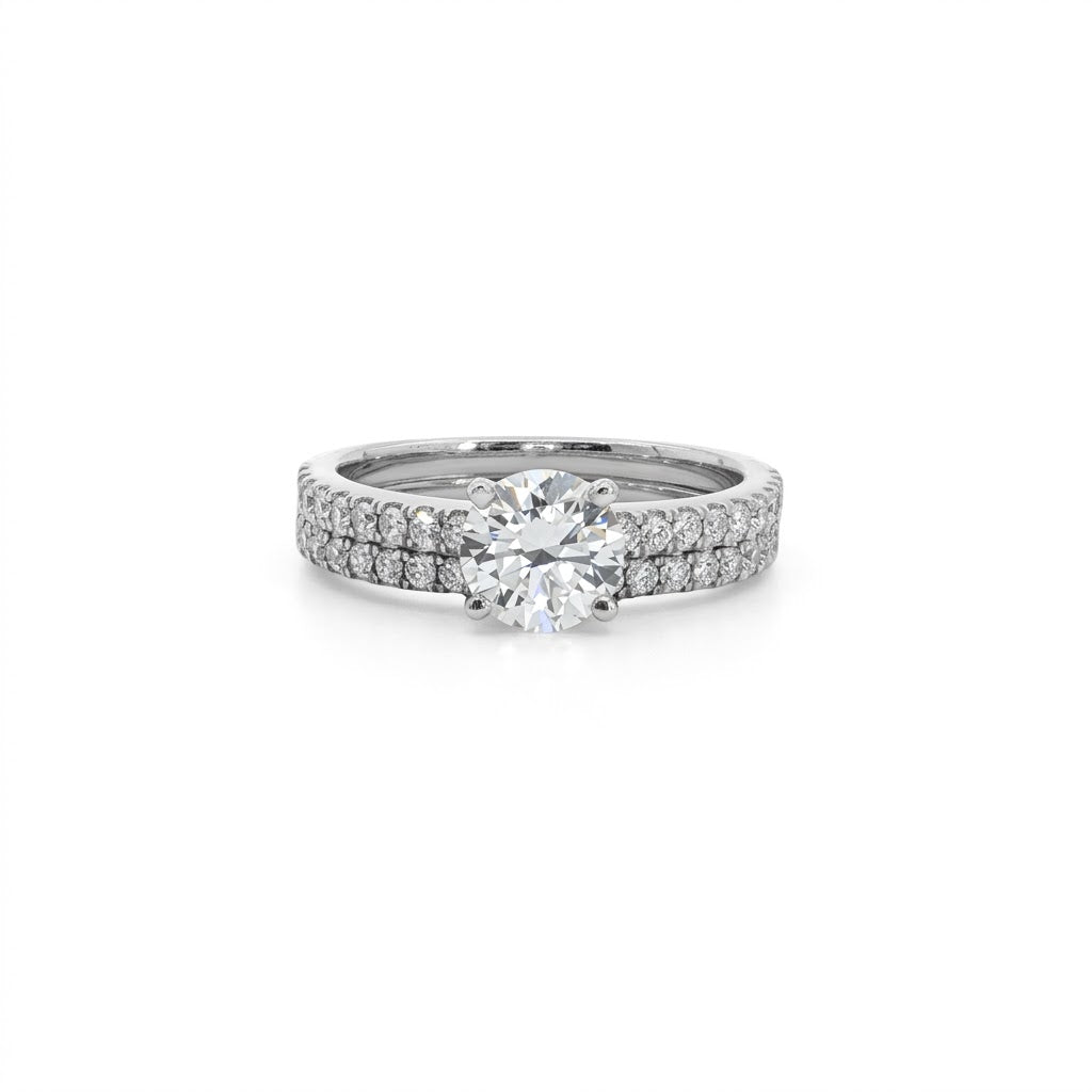 ROUND LAB-GROWN DIAMOND BRIDAL RING SET | 1.49CTTW | 14K WHITE GOLD | LGD-JOR116-GW1EV - Brownee Jewelers