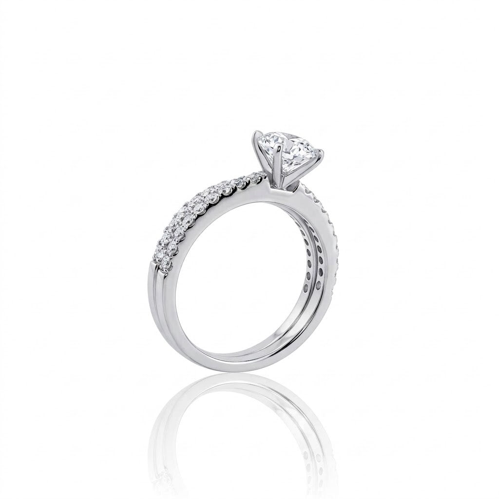 ROUND LAB-GROWN DIAMOND BRIDAL RING SET | 1.49CTTW | 14K WHITE GOLD | LGD-JOR116-GW1EV - Brownee Jewelers