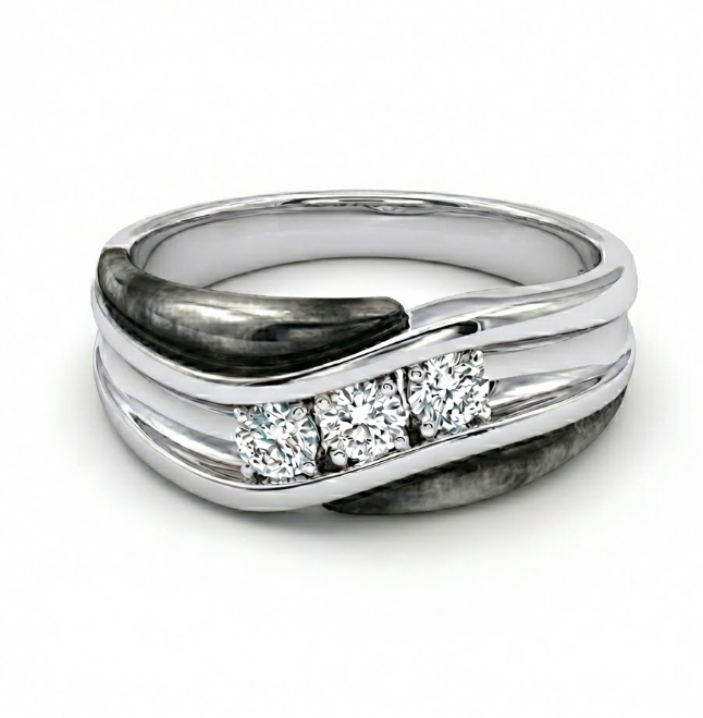 Three Round Diamond Two-Tone Band
