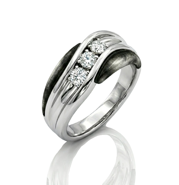 Three Round Diamond Two-Tone Band