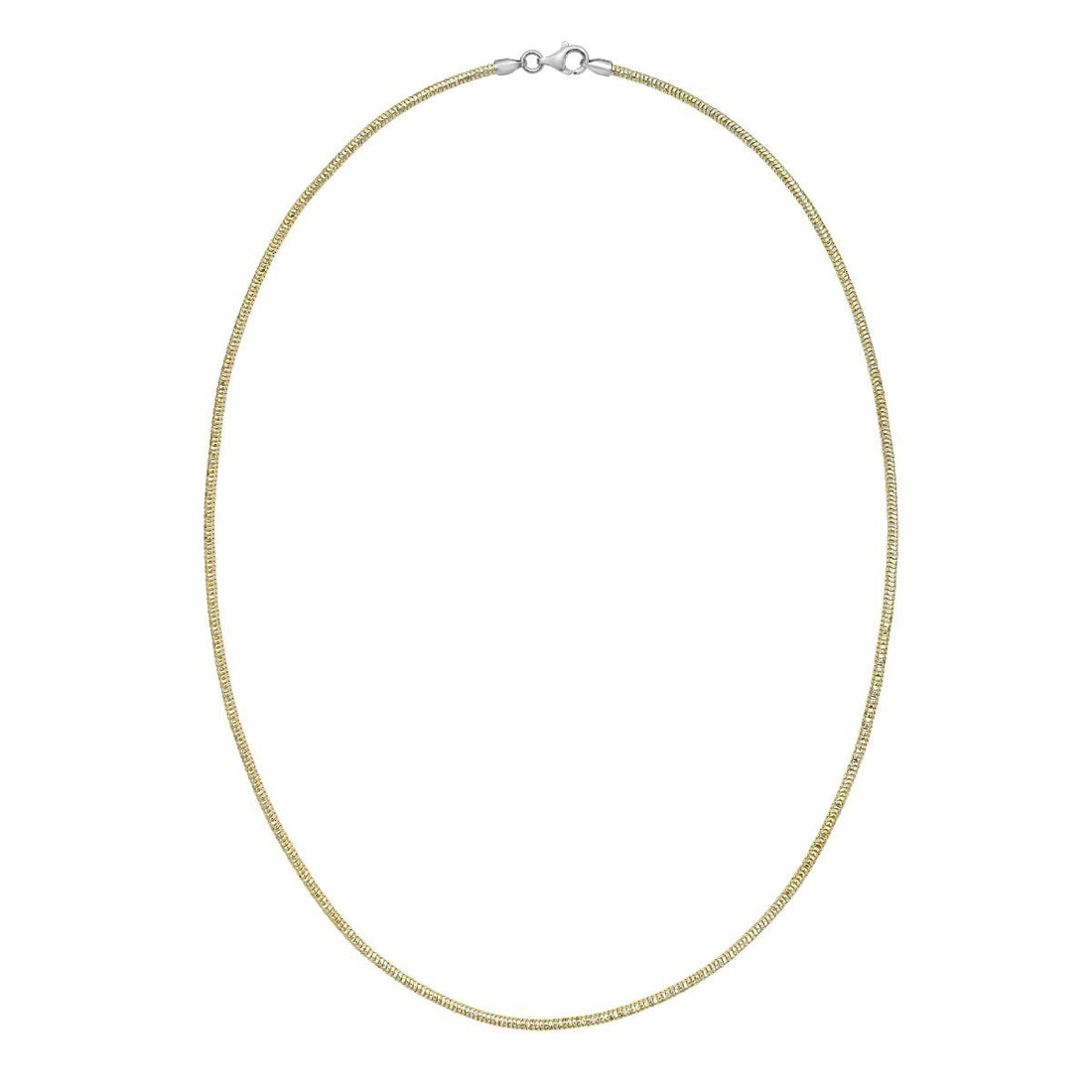18 Inch Yellow Gold-Plated Sterling Silver Sparkle Snake Chain Necklace with a 1.9 Millimeter Width and a Lobster Clasp