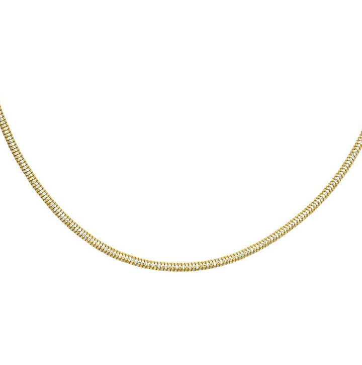 Sparkle Snake Chain Necklace | Yellow Gold-Plated Sterling Silver | 2.4mm | 20 Inch | Lobster Clasp | AGTSPSNK240-20 - Brownee Jewelers