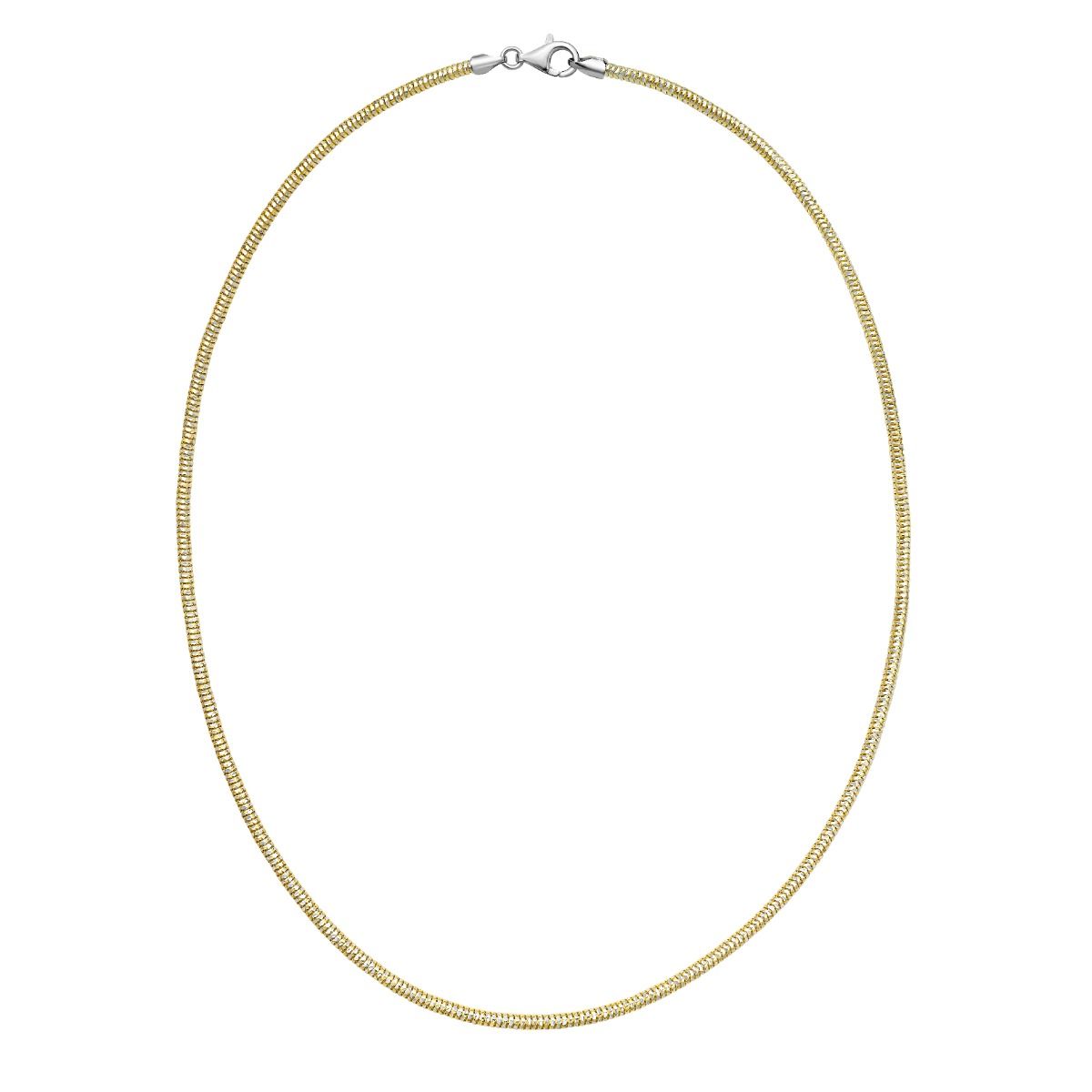 20 Inch Yellow Gold-Plated Sterling Silver Sparkle Snake Chain Necklace with a 2.4 Millimeter Width and a Lobster Clasp